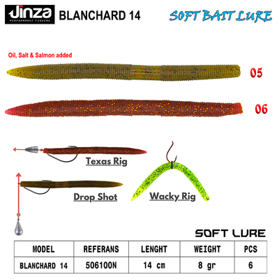 JINZA - Jinza Hawk Blanchard 140 mm 8 gr Silikon Balık 6 Adet