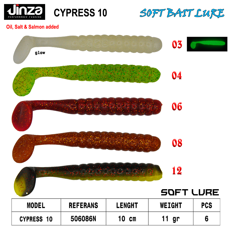 Jinza Hawk Cypress 100 mm 11 gr Silikon Balık 6 Adet