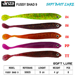 JINZA - Jinza Hawk Fussy Shad 90 mm 4 gr Silikon Balık 8 Adet