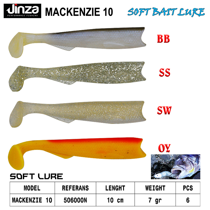 Jinza Hawk Mackenzie 100 mm 7 gr Silikon Balık 6 Adet