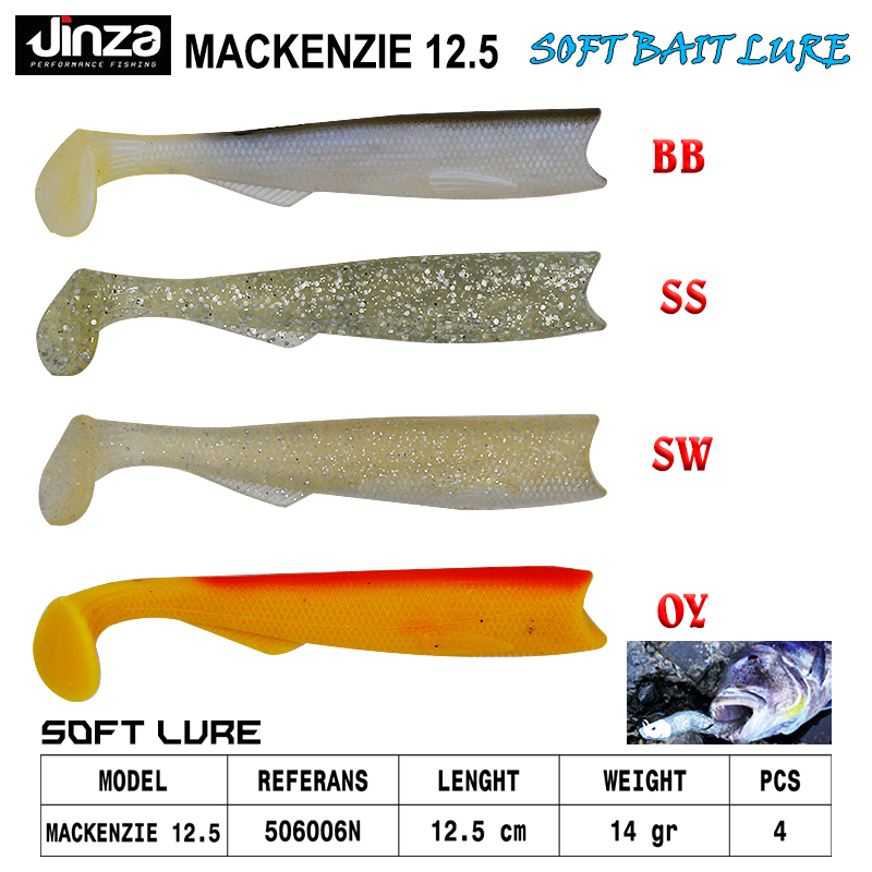 Jinza Hawk Mackenzie 125 mm 14 gr Silikon Balık 4 Adet