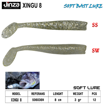 JINZA - Jinza Hawk Xingu 80 mm 3 gr Silikon Balık 12 Adet