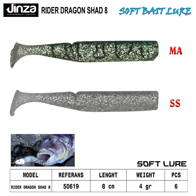 Jinza Rider Dragon Shad 80 mm 4 gr Silikon Balık