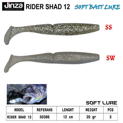JINZA - Jinza Rider Shad 120 mm 20 gr Silikon Balık