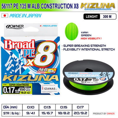 KIZUNA - Kizuna 56117 Pe 135m Alb Construction x8 Super Chartreuse