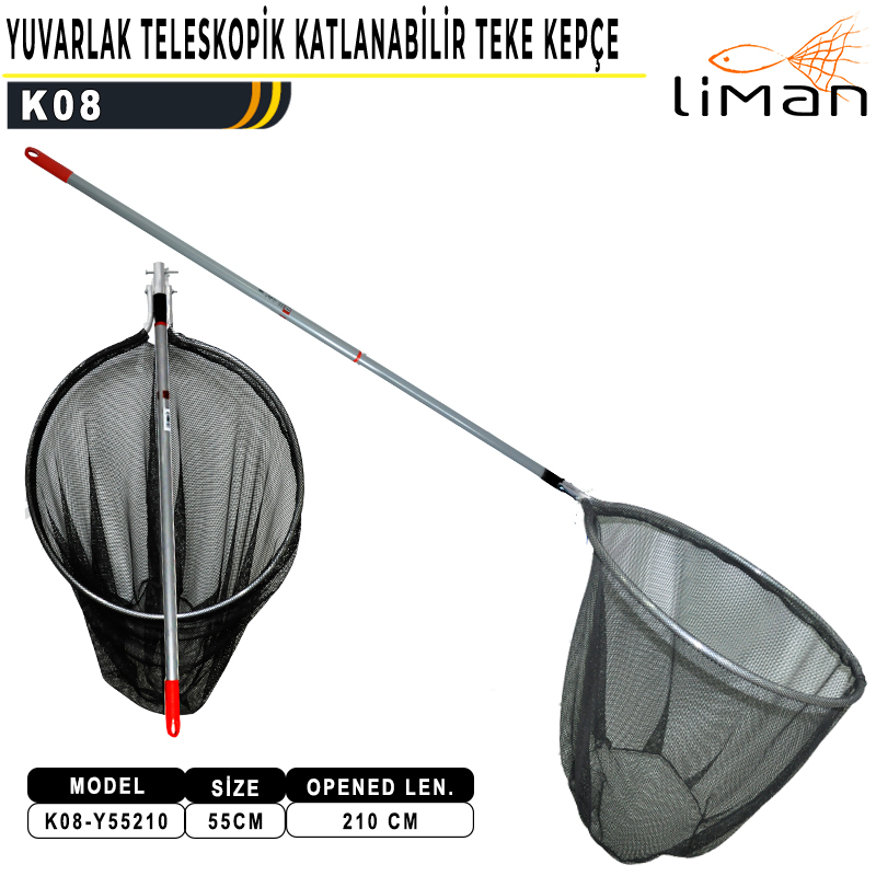 Liman - Liman Yuvarlak Katlanır Teleskopik Teke Kepçe 55 x 210 Cm K-08