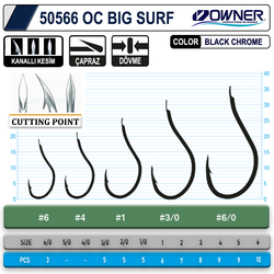 Owner 50566 Cut Big Surf Gun Black İğne - Thumbnail