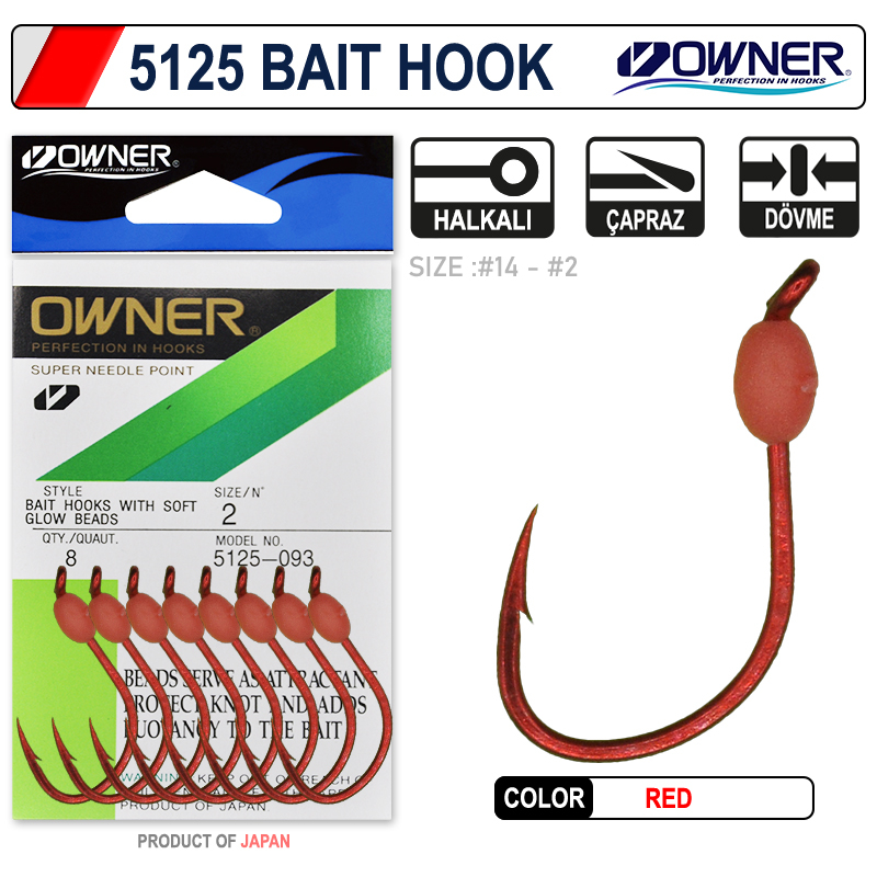 Owner 5125 Walleye Bait Hook Red İğne