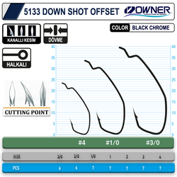 Owner 5133 Down Shot Offset Black Chrome İğne - Thumbnail