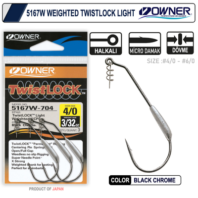 OWNER - Owner 5167w Weighted Twistlock Light Black Chrome İğne