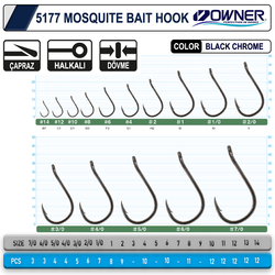 Owner 5177 Mosquito Hook Black Chrome Sinek İğne - Thumbnail