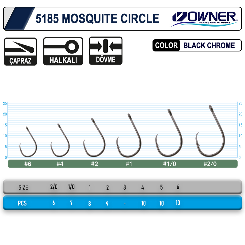 Owner 5185 Mosquito Circle Black Chrome Sinek İğne