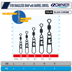 Owner 5189 Snagless Snap W Barrel Swivel - Thumbnail