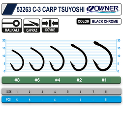 Owner 53263-50923 C-3 Carp Tsuyoshi Black Chrome Sazan İğnesi - Thumbnail