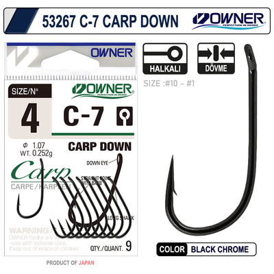 OWNER - Owner 53267 C-7 Carp Down Black Chrome Sazan İğnesi