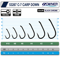 Owner 53267 C-7 Carp Down Black Chrome Sazan İğnesi - Thumbnail