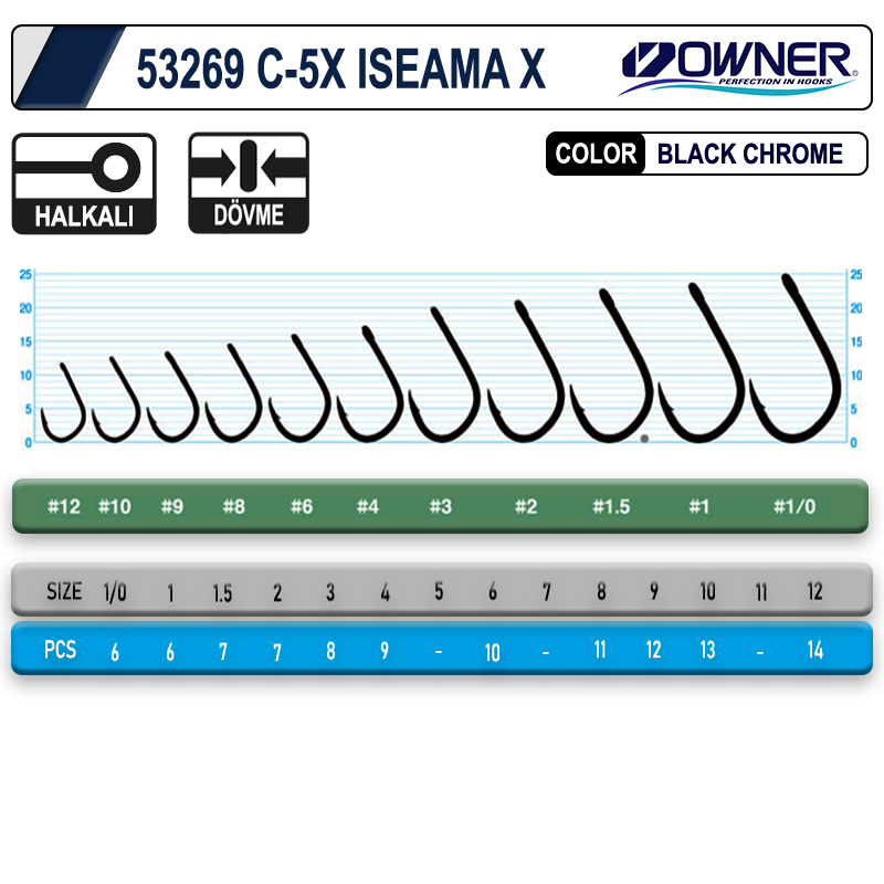 Owner 53269 C-5x iseama X Black Chrome Sazan İğnesi