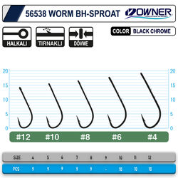 Owner 56538 Worm Bh-Sproat Black Chrome İğne - Thumbnail