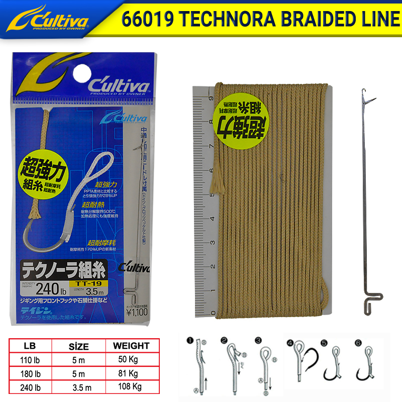 Cultiva 66019 Technora Braided Line 5.0m Brown