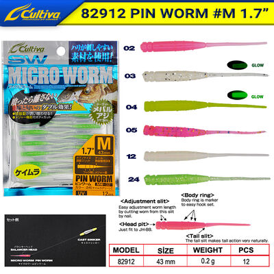 OWNER - Owner 82912 Chum Shrimp Pin Worm 1,7inc Lrf Silikonu 4.3 cm