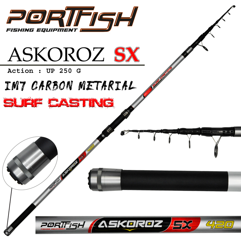 PORTFISH - Portfish Askoroz SX Surf Carbon Kamışı UP - 250 gr 420 CM