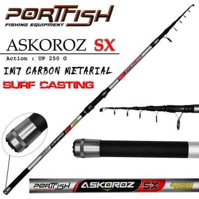 PORTFISH - Portfish Askoroz SX Surf Carbon Kamışı UP - 250 gr 420 CM