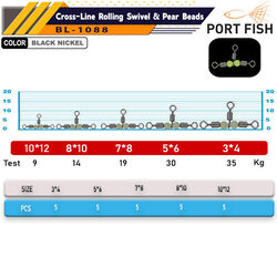 Portfish BL-1088 Üçlü Fosforlu Bilyalı Fırdöndü - Thumbnail