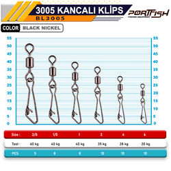 Portfish BL-3005 Kancalı Klips - Thumbnail