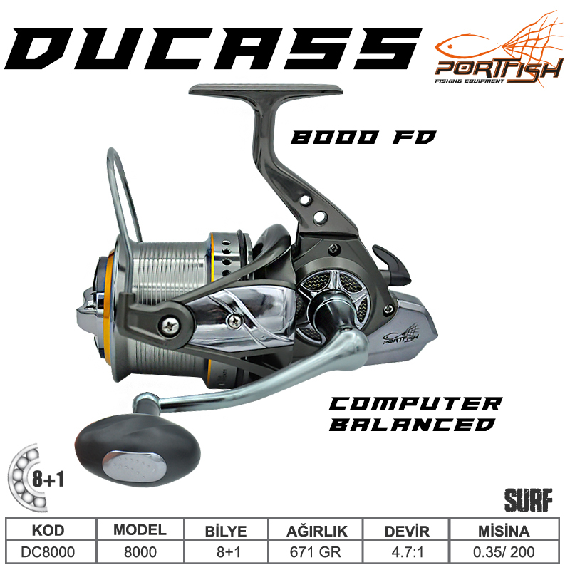 Portfish Ducass 8000 fd Surf Olta Makinası 8+1 bb
