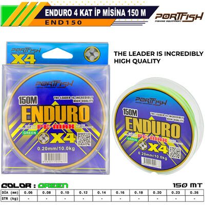 PORTFISH - Portfish Enduro 4 Kat İp Misina 150 mt Yeşil