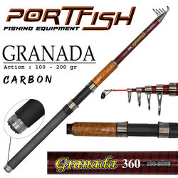 Portfish Granada Epoxy Sargılı Tele Kamışı 100-200 gr - Thumbnail