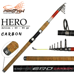 PORTFISH - Portfish Hero Carbon Teleskopik Olta Kamışı 210 cm 40-80 gr