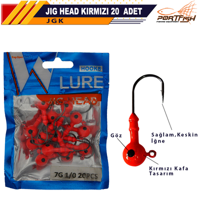 PORTFISH - Portfish Jig Head Kırmızı 20 Li Pkt