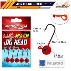 PORTFISH - Portfish Jig Head Lrf Kırmızı Gözlü 5 Li Pkt