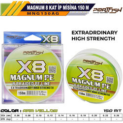 Wily - Wily Magnum 8 Kat İp Misina 150 mt Askeri Yeşil