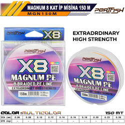 PORTFISH - Portfish Magnum 8 Kat İp Misina 150 mt Multi Color