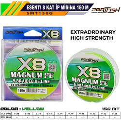PORTFISH - Portfish Magnum 8 Kat İp Misina 150 mt Yeşil