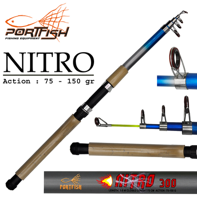 PORTFISH - Portfish Nitro Teleskopik Fiber Olta Kamışı 270 cm 75-150gr