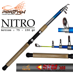PORTFISH - Portfish Nitro Teleskopik Fiber Olta Kamışı 300 cm 75-150gr
