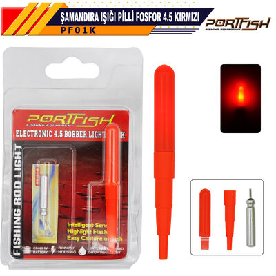 PORTFISH - Portfish Şamandıra Işığı Pilli Fosfor 4,5 Kırmızı
