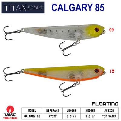 TITAN - Titan Calgary 85 mm 9,5 gr TopWater Maket Balık