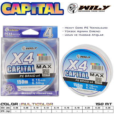 Wily - Wily Capital 4 Kat İp Misina 150 mt Multi Color