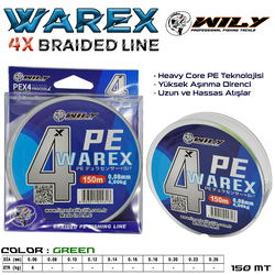 Wily - Wily Warex 4 Kat İp Misina 150 mt Yeşil