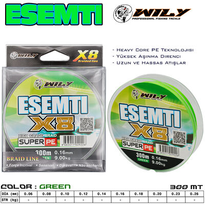 Wily - Wily Esemti 8 Kat İp Misina 300 mt Yeşil