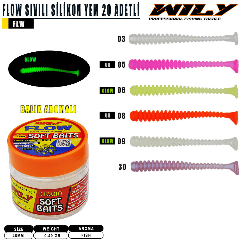 Wily - Wily Flow Sıvılı Silikon 48 mm 20 Adetli
