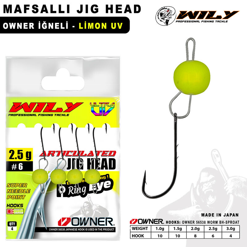 Wily - Wily Jig Head Mafsallı Owner İğneli - Limon