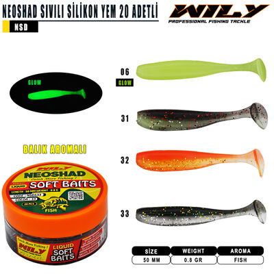 Wily - Wily Neoshad Sıvılı Silikon 70 mm 20 Adetli