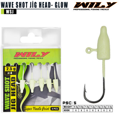 Wily - Wily Wave Shot Jighead Glow