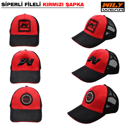 Wily Wear - Wily Wear Sandviç Siperli Fileli Şapka Kırmızı