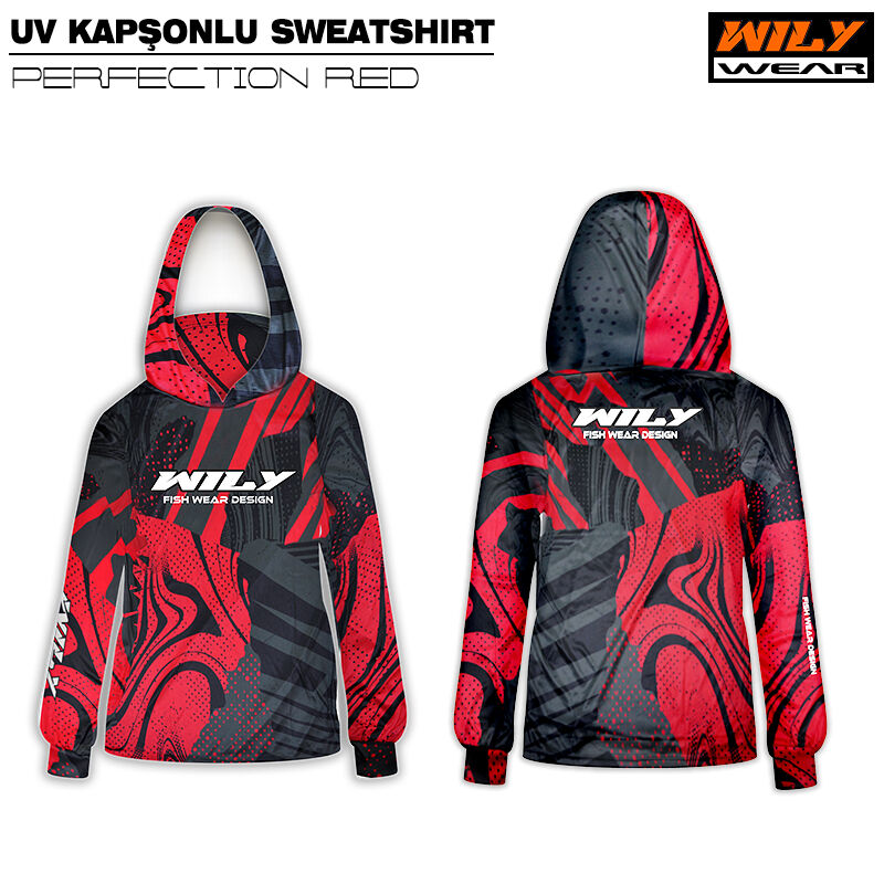 Wily Wear - Wily Wear UV Kapşonlu Sweatshirt Perfection Red